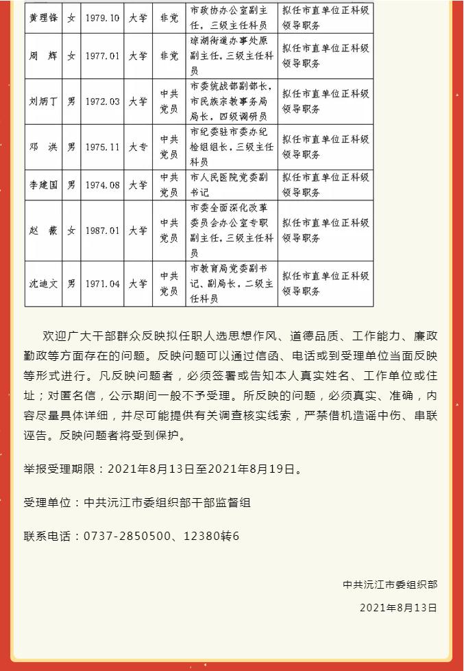 沅江市干部任免最新动态